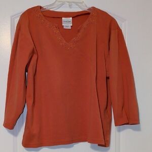 Alfred Dunner Women's Rust Long Sleeve Top
